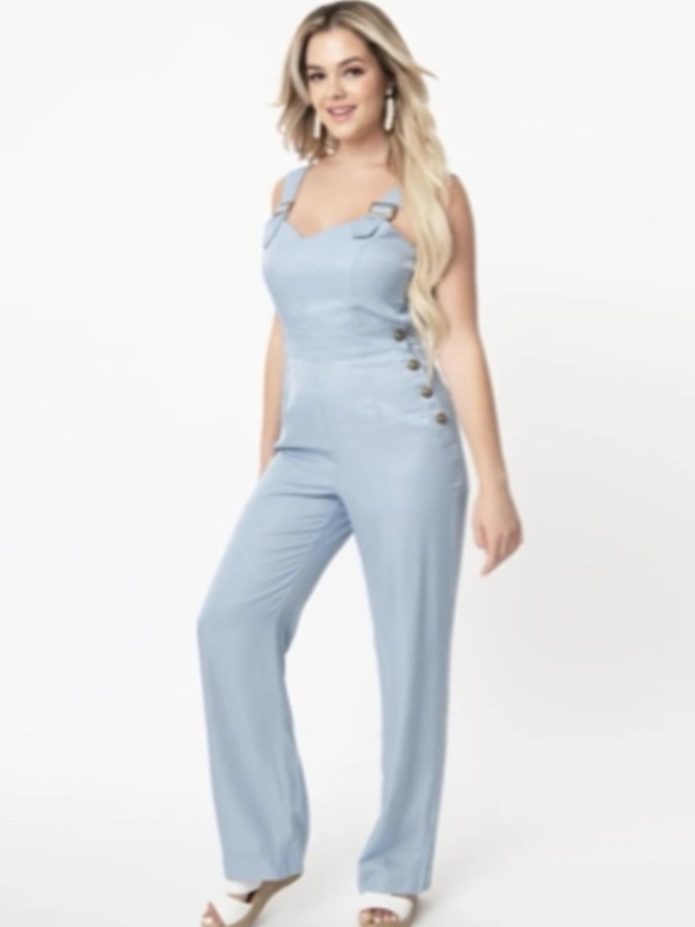 NWT Unique Vintage Chambray Blue Sedgewick Jumpsuit